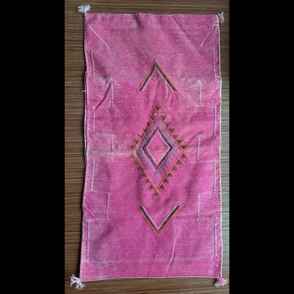 Moroccan Pillow Cover (no insert) Lumbar Silk Cactus Pink pattern Cushion Boho